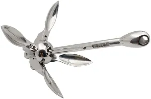 Zcargel Folding Boat Anchor, 1.5Kg Marine Grapnel Folding Anchor Stainless Steel 4 Prong Grapple Kayak Anchor for Canoe Fishing Boat 0.7Kg/1.5Kg/2.5Kg/3.2 Kg