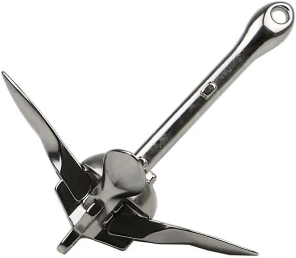 Zcargel Folding Boat Anchor, 1.5Kg Marine Grapnel Folding Anchor Stainless Steel 4 Prong Grapple Kayak Anchor for Canoe Fishing Boat 0.7Kg/1.5Kg/2.5Kg/3.2 Kg
