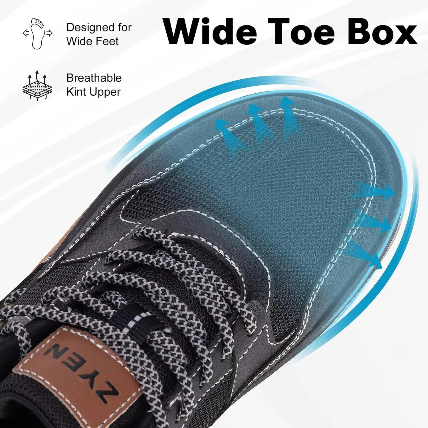 ZYEN Mens Barefoot Shoes Wide Toe Box Trail Running Sneakers Zero Drop Non-Slip Extra Wide Width Walking Shoes Minimalist Wrestling Sneakers Gym Trainer 6.5-13