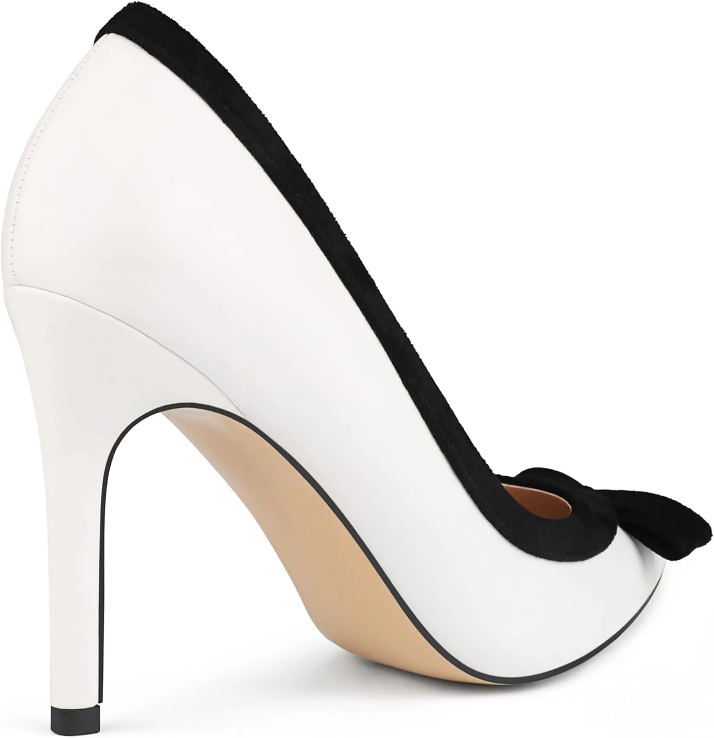 Zzheels Women's Bow High Heels Closed Pointy Toe Pumps 3.5'' Stiletto Heels Slip on Dress Shoes