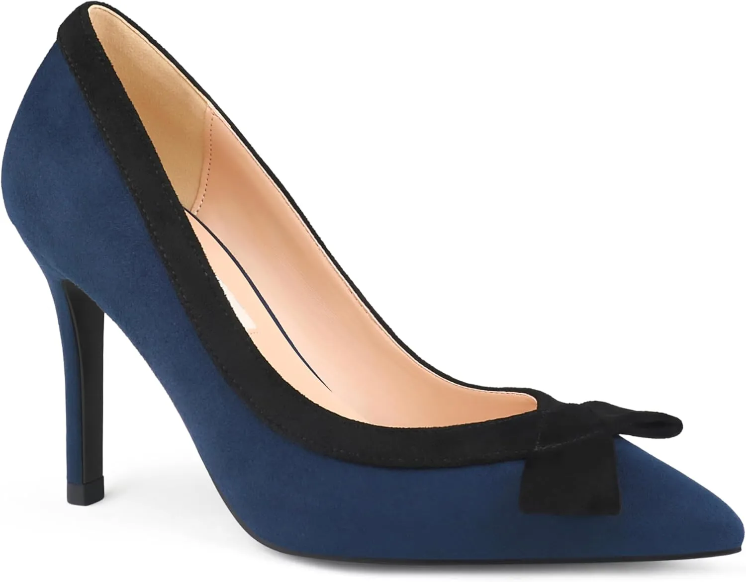 Zzheels Women's Bow High Heels Closed Pointy Toe Pumps 3.5'' Stiletto Heels Slip on Dress Shoes