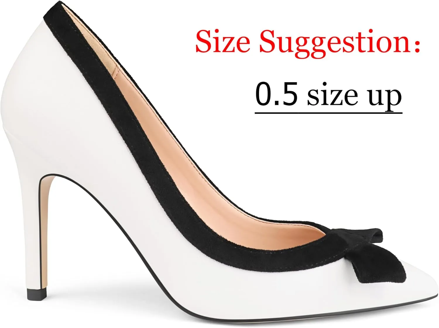 Zzheels Women's Bow High Heels Closed Pointy Toe Pumps 3.5'' Stiletto Heels Slip on Dress Shoes